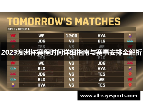 2023澳洲杯赛程时间详细指南与赛事安排全解析